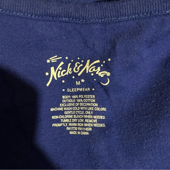 Nick & Nora Sock Monkey Footed Pjs Pajamas M Sleepwear Royal Blue Fleece Pocket - Picture 8 of 12